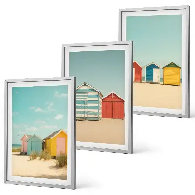 Cadre photo mural maisons colorées au bord de la plage sous le soleil