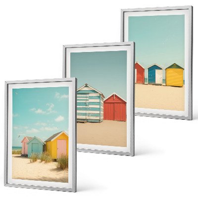 Cadre photo mural Maisons colorées, plage, soleil