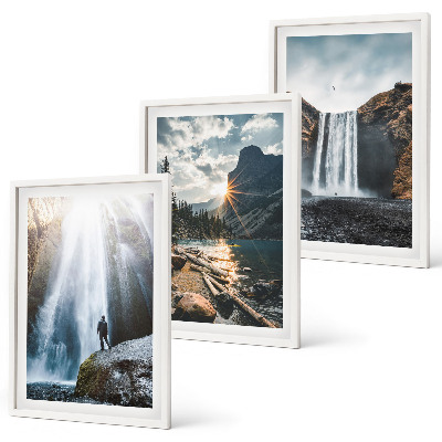 Lot de 3 tableaux pour salon Cascades, montagnes, paysages, nature