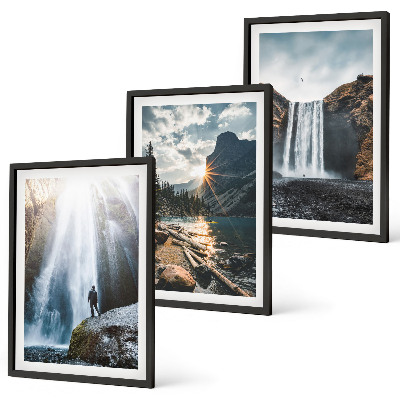 Lot de 3 tableaux pour salon Cascades, montagnes, paysages, nature