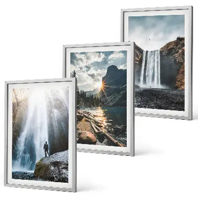Lot de 3 tableaux pour salon représentant des paysages de montagnes et cascades