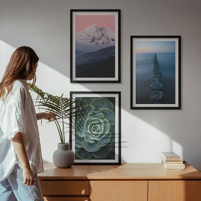 Cadre photo mural Montagnes ciel rose eau succulente