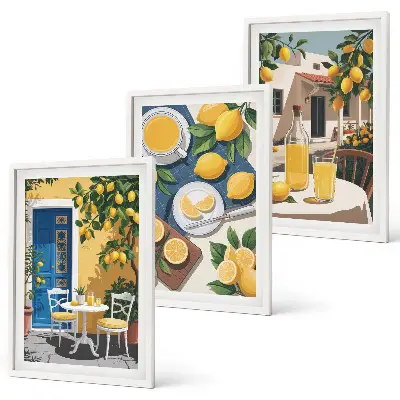 Tableaux pour salon Limonade au soleil sur la terrasse lot de 3
