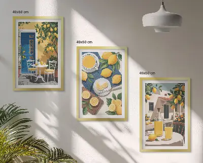 Tableaux pour salon Limonade au soleil sur la terrasse lot de 3
