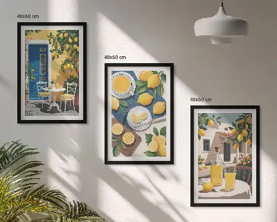 Tableaux pour salon Limonade au soleil sur la terrasse lot de 3