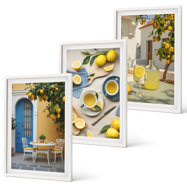 Cadre photo mural Citrons limonade porte bleue