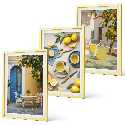 Cadre photo mural Citrons limonade porte bleue