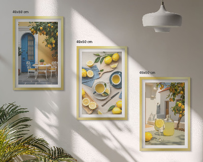 Cadre photo mural Citrons limonade porte bleue