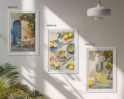 Cadre photo mural Citrons limonade porte bleue