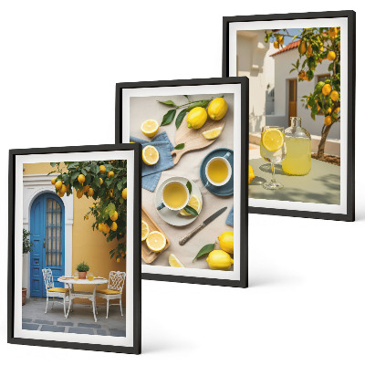 Cadre photo mural Citrons limonade porte bleue