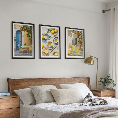Cadre photo mural Citrons limonade porte bleue