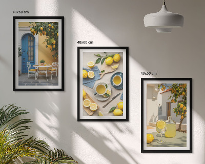 Cadre photo mural Citrons limonade porte bleue