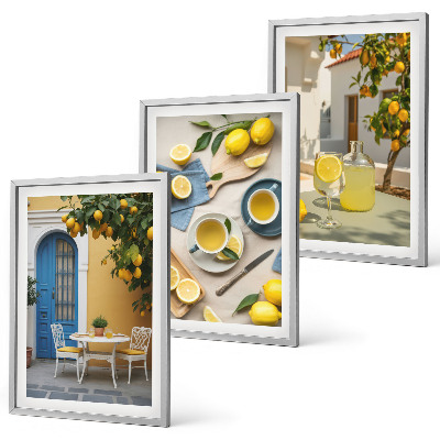 Cadre photo mural Citrons limonade porte bleue