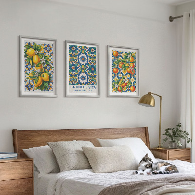 Lot de 3 tableaux pour salon Abstraits colorés d'agrumes