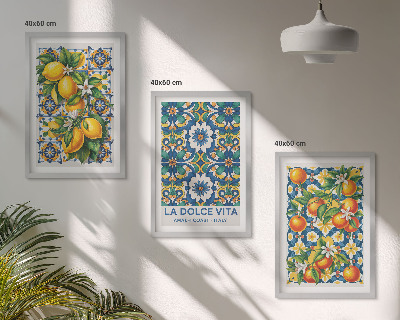 Lot de 3 tableaux pour salon Abstraits colorés d'agrumes