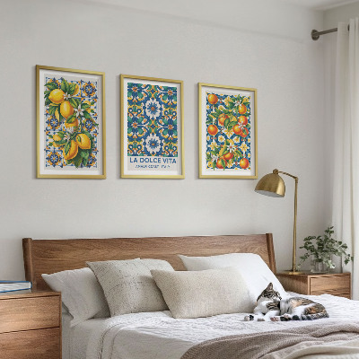 Lot de 3 tableaux pour salon Abstraits colorés d'agrumes