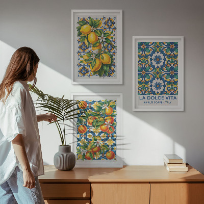 Lot de 3 tableaux pour salon Abstraits colorés d'agrumes