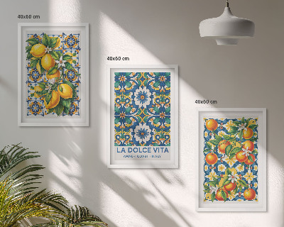 Lot de 3 tableaux pour salon Abstraits colorés d'agrumes