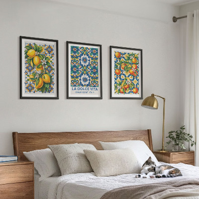 Lot de 3 tableaux pour salon Abstraits colorés d'agrumes