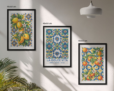 Lot de 3 tableaux pour salon Abstraits colorés d'agrumes