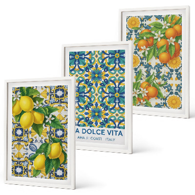 Cadre photo mural Citrons, oranges, fleurs, Italie