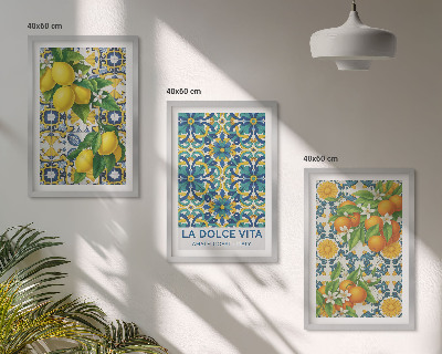 Cadre photo mural Citrons, oranges, fleurs, Italie