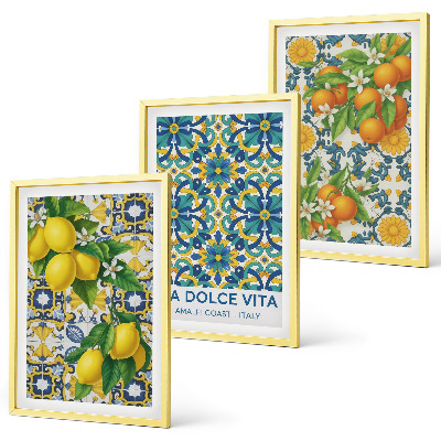 Cadre photo mural Citrons, oranges, fleurs, Italie