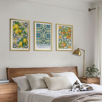Cadre photo mural Citrons, oranges, fleurs, Italie