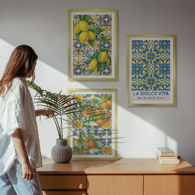 Cadre photo mural Citrons, oranges, fleurs, Italie