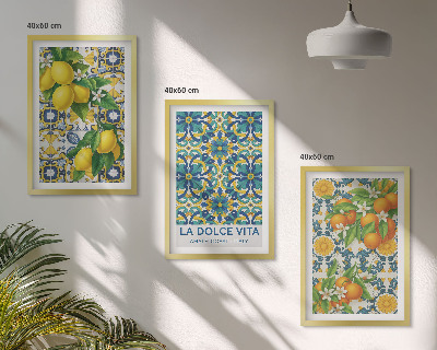 Cadre photo mural Citrons, oranges, fleurs, Italie
