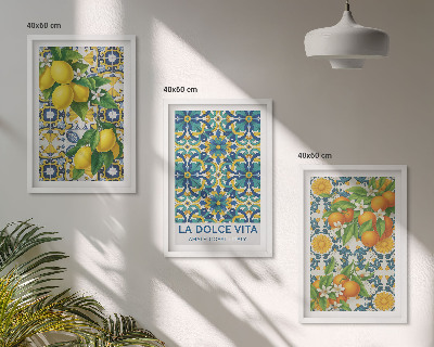 Cadre photo mural Citrons, oranges, fleurs, Italie