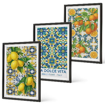 Cadre photo mural Citrons, oranges, fleurs, Italie