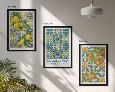 Cadre photo mural Citrons, oranges, fleurs, Italie