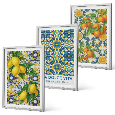 Cadre photo mural Citrons, oranges, fleurs, Italie