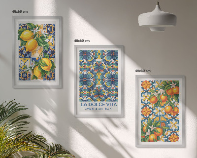 Lot de 3 tableaux pour salon Motifs de fleurs d'oranger citronné