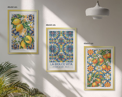 Lot de 3 tableaux pour salon Motifs de fleurs d'oranger citronné