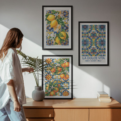Lot de 3 tableaux pour salon Motifs de fleurs d'oranger citronné
