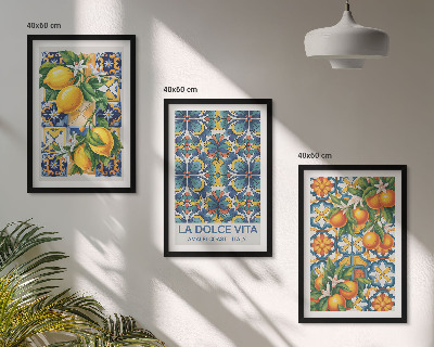 Lot de 3 tableaux pour salon Motifs de fleurs d'oranger citronné