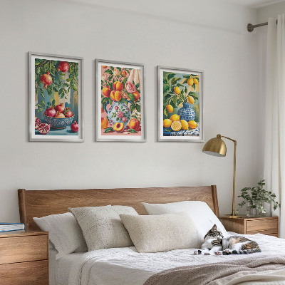 Lot de 3 tableaux pour salon Composition des fruits de la grenade