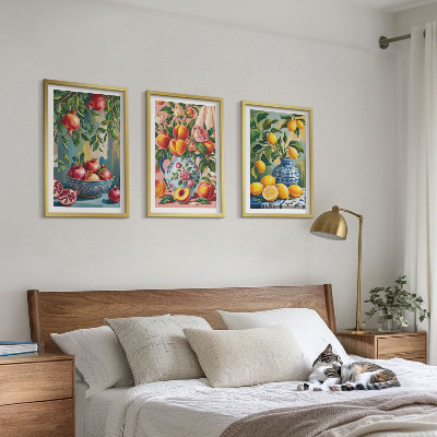 Lot de 3 tableaux pour salon Composition des fruits de la grenade