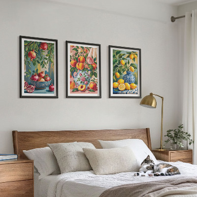 Lot de 3 tableaux pour salon Composition des fruits de la grenade