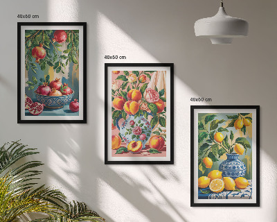 Lot de 3 tableaux pour salon Composition des fruits de la grenade