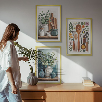Cadre photo mural Accessoires de cuisine à base de plantes