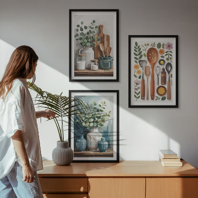 Cadre photo mural Accessoires de cuisine à base de plantes