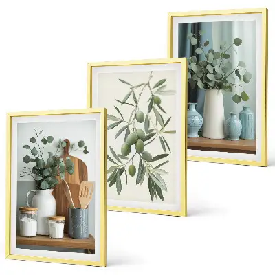Cadre photo mural motif olives vertes et eucalyptus