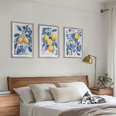 Cadre photo mural Branches de citronnier feuilles bleues