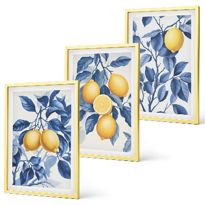 Cadre photo mural Branches de citronnier feuilles bleues