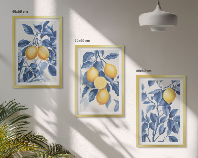 Cadre photo mural Branches de citronnier feuilles bleues