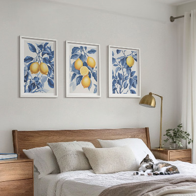 Cadre photo mural Branches de citronnier feuilles bleues