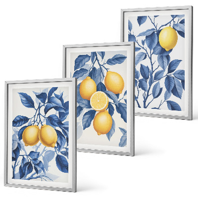 Cadre photo mural Branches de citronnier feuilles bleues
